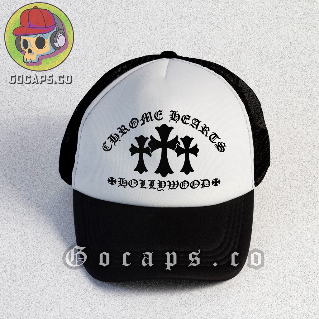 Gocaps - Topi Jaring Trucker Chrome Unisex (Premium Quality) - 3 Cross