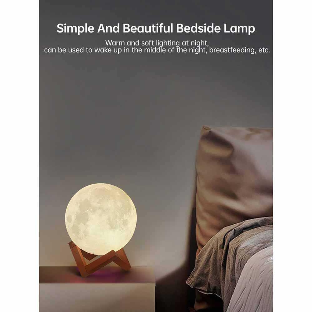 Lampu Tidur Bulan 3D Printed Moon Night Light Lamp 7 Color 1W - OU12 - Multi-Color