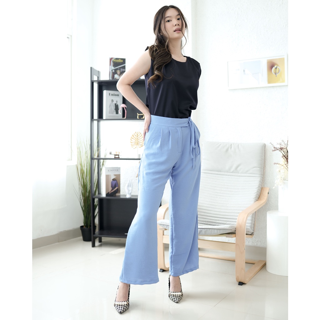 Long Pants Culotte Highwaist Zipper Celana Wanita 1643