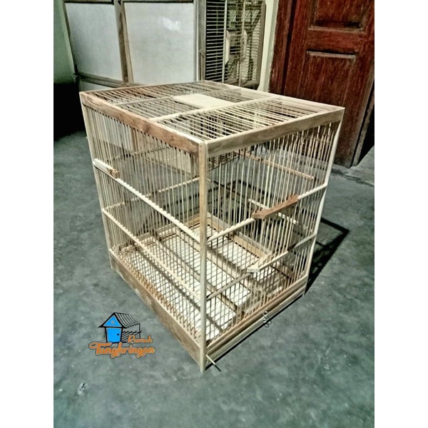 Sangkar ternak kenari kayu jati 2pintu(ambrukan belum dirangkai)