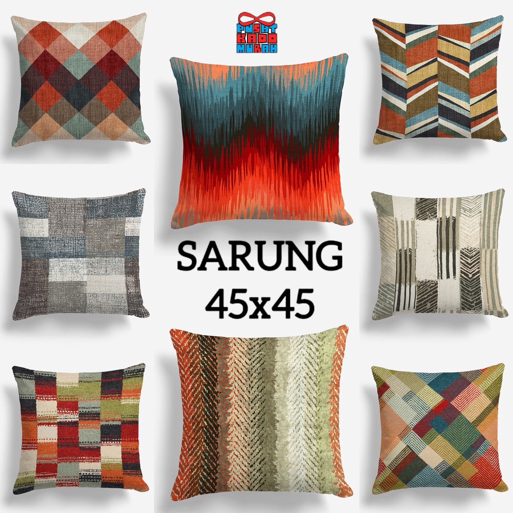 COVER SARUNG Bantal Sofa Print 45X45 cm Motif Allington Patchwork Canvas - Pusat Kado Murah