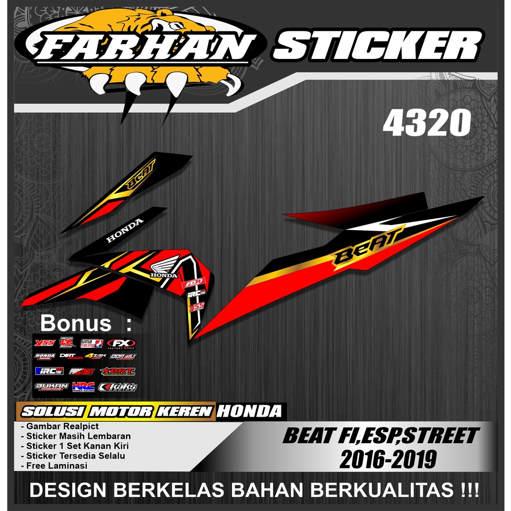 f4320 Sticker Striping Beat fi esp streat 2016- 2019 List kuning Racing Semi Full