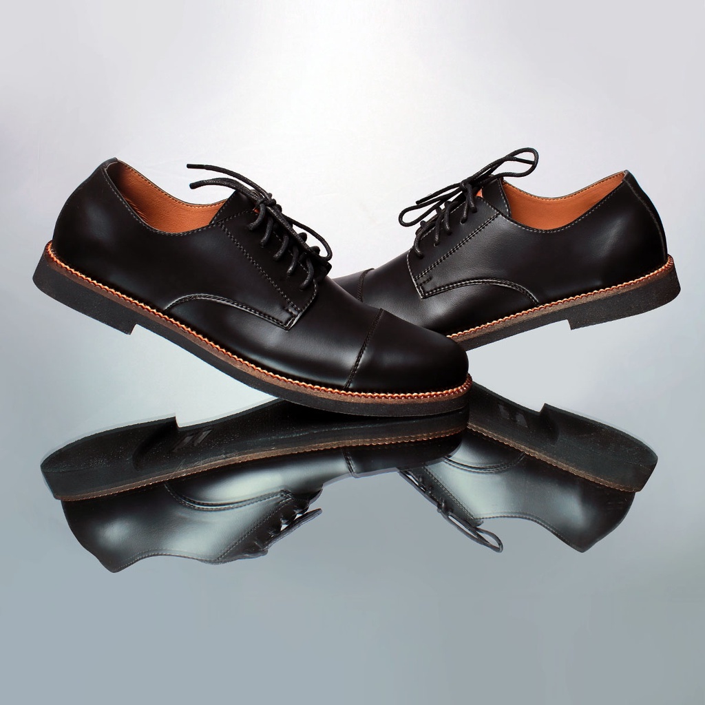 Wirken Derby Black | Sepatu Pantofel Pria Shoes Footwear Jumbo Big Size 45-49 Besar | FORIND x Footstep