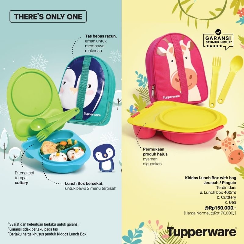 Tupperware Kiddos Lunch Box With Bag Kotak Bekal Anak dengan Tas tempat makan anak sekolah