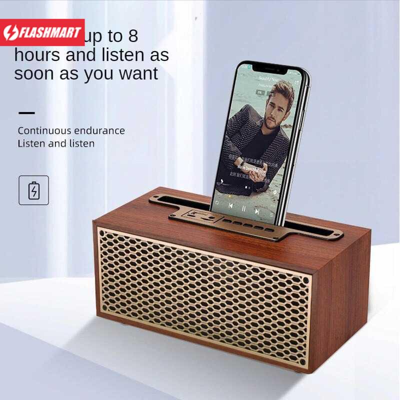 Flashmart Portable Bluetooth Active Speaker Vintage Wood - XM-5H