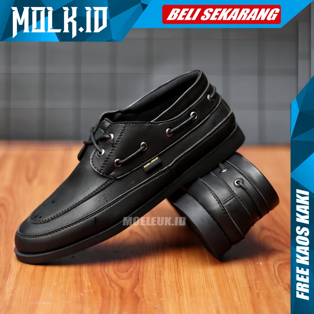 MOLK Sepatu Formal Pria Kulit Pu Pantofel Hitam Casual Kerja Kantoran Dinas Resmi Original