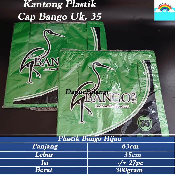 Kantong Plastik / Plastik Hijau / Kantong Kresek Cap Bango Uk. 35