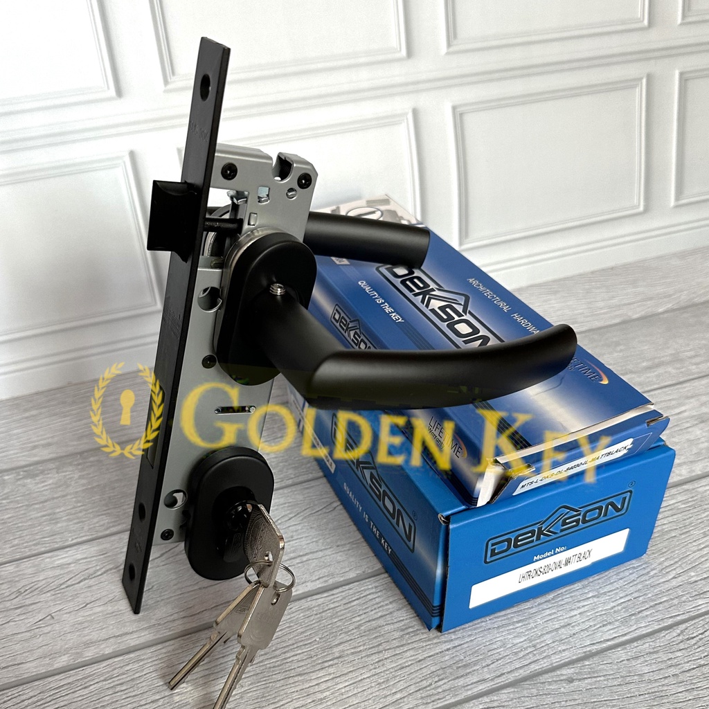 Paket Kunci Set Handle LHTR 0820 Oval Dekkson Dekson Pintu Alumunium Black Hitam