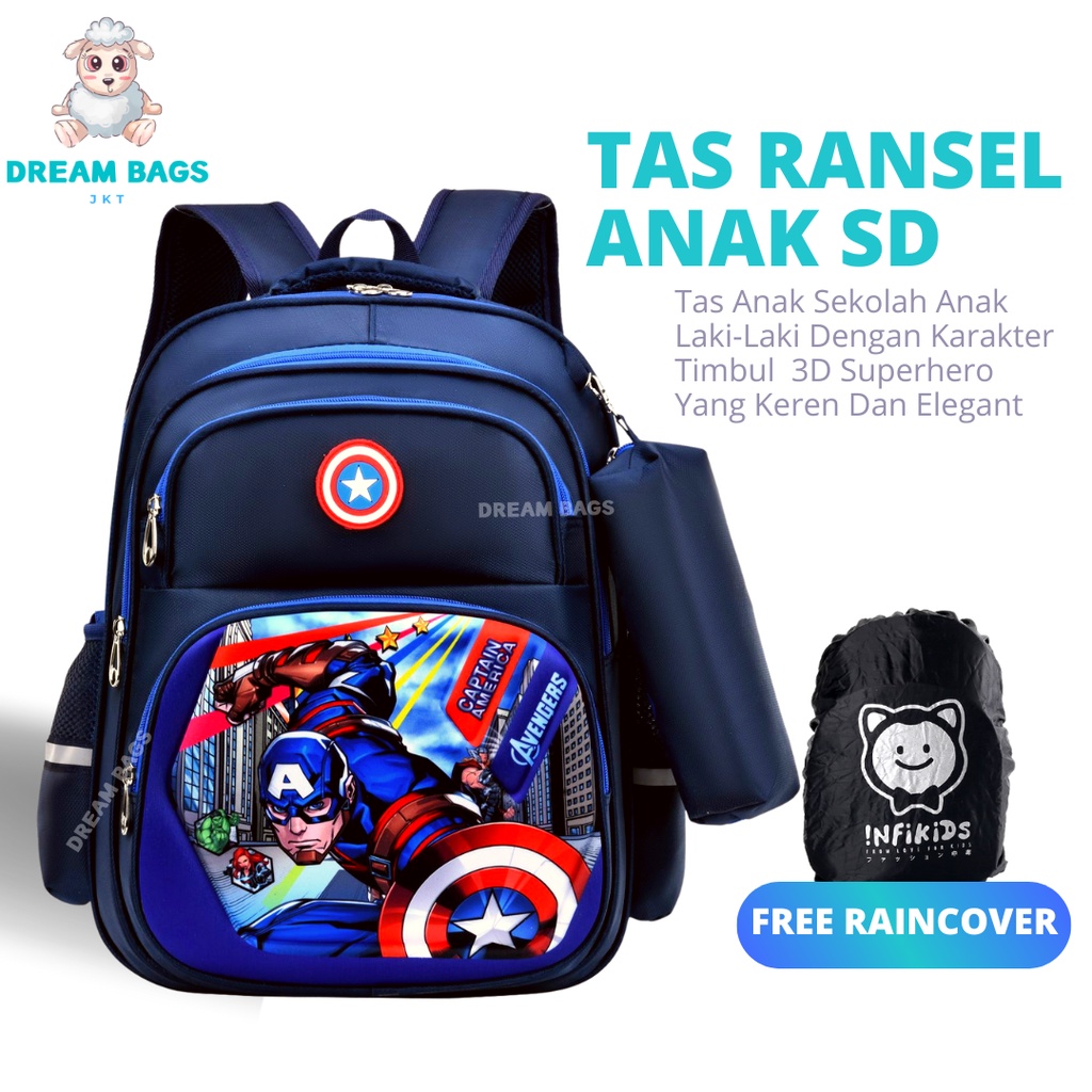 Dream Bags - Tas Anak Spider DB 637 Tas Sekolah Anak Ransel Anak Karakter - Tas Sekolah Anak Laki Laki SD Import