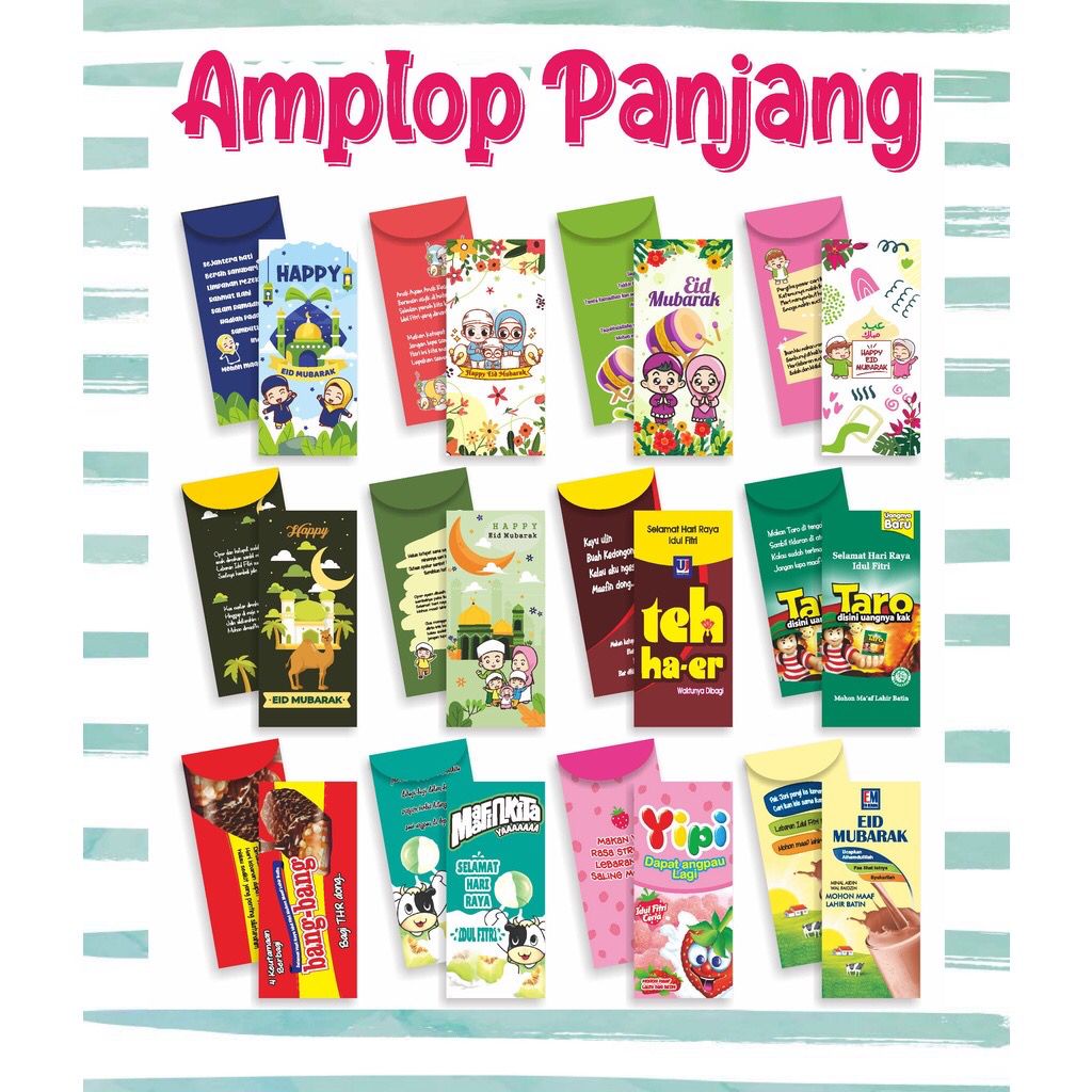 

AMPLOP LEBARAN PANJANG (5 PCS) UANG TANPA DILIPAT MOTIF KARTUN LUCU