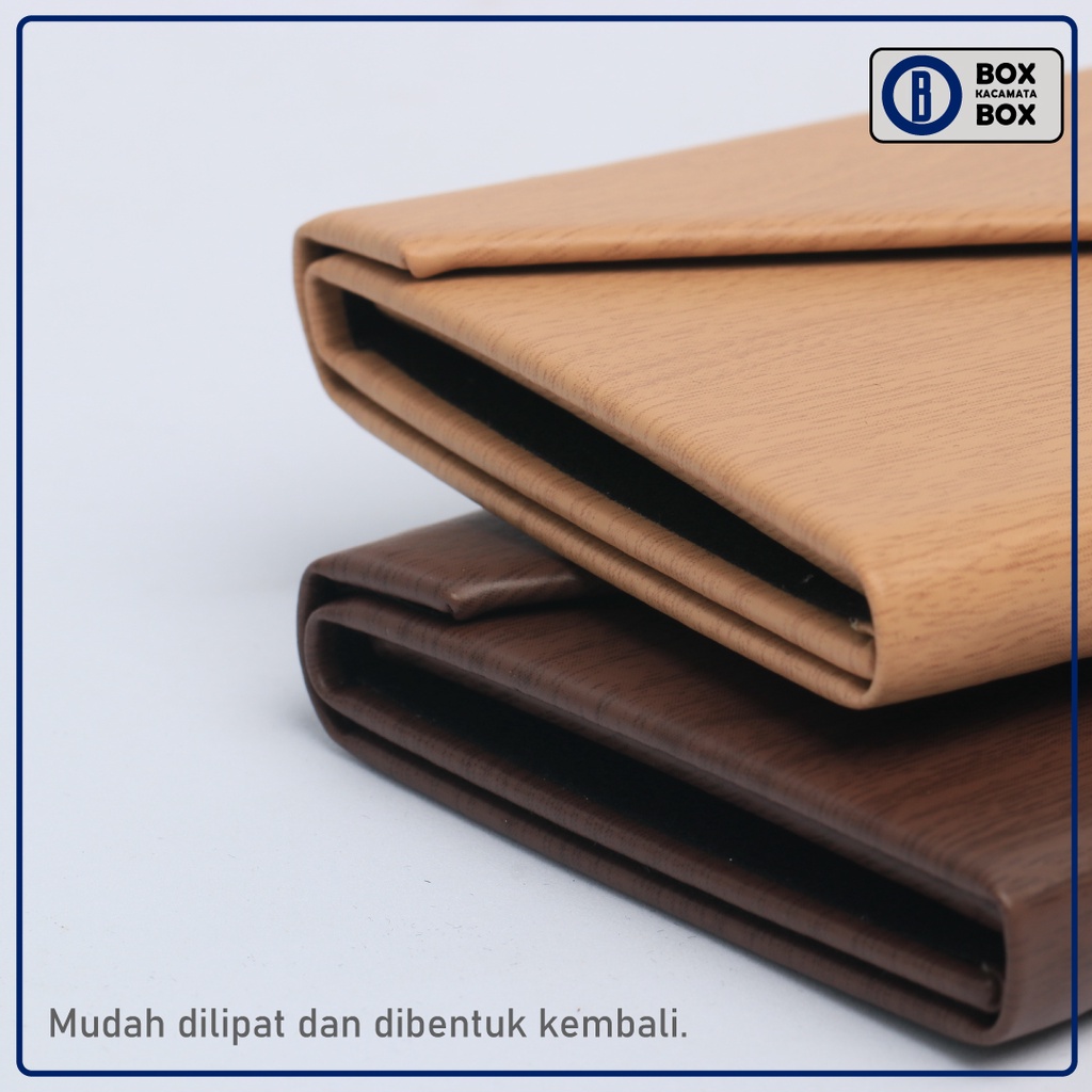 Tempat Kacamata Model Prisma Lipat Simple Pola Kayu Pria Wanita Keren Aestethic P2