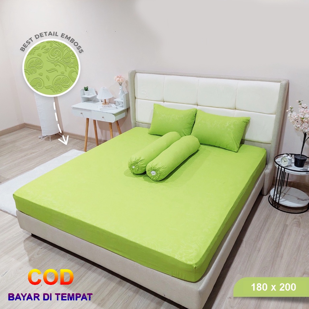 [✅COD] Paket Sprei Seprei 180x200 Polos Dan 4 Sarung Bantal Guling Homemade Katun Embos Perlengkapan Dekorasi Kamar Tidur Rumah Murah