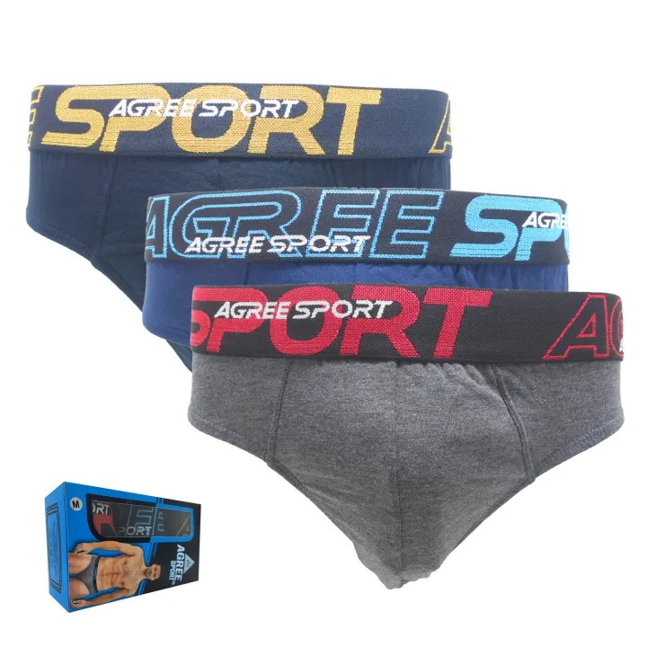 3 Pcs - CD Agree Sport Karet Boxer 2328 Pria Dewasa | Celana Dalam Agree Laki Laki Remaja Abg Lebar Katun Adem Open Halus Polos