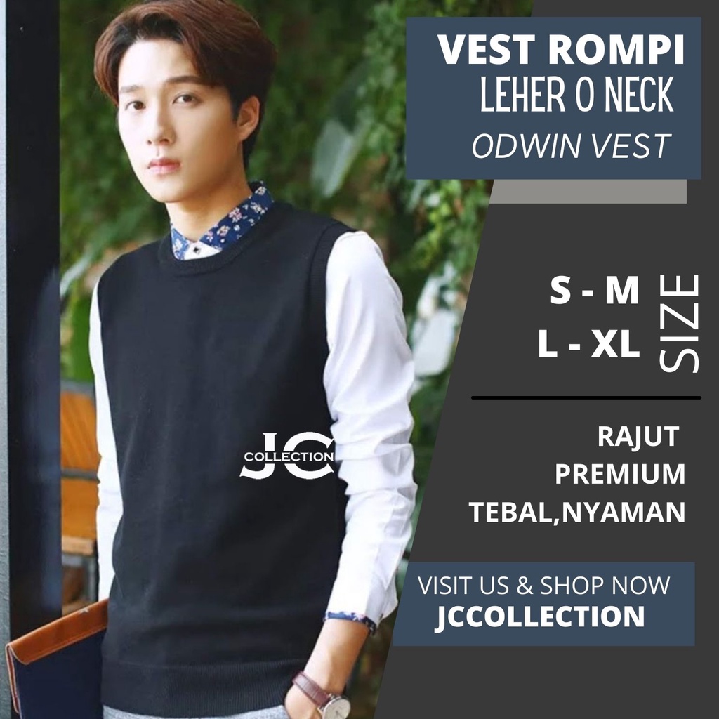 Rompi Vest Rajut Pria Korea Leher O - Odwin/ ONeck Vest Knitting - JCCOllections