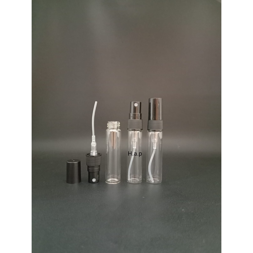 Botol Parfum Spray Kaca Tutup Hitam Ukuran 5ml Lusinan
