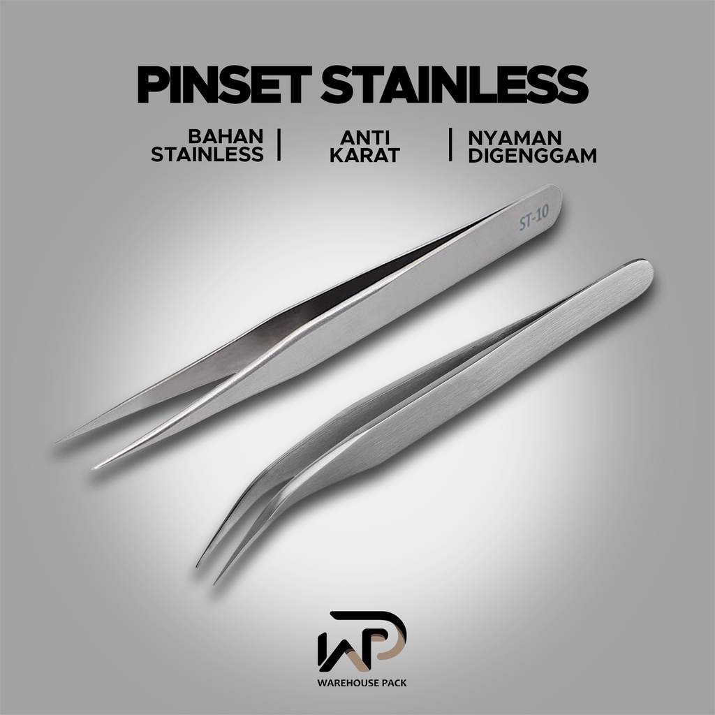 Pinset Stainless | Pinset Lurus | Pinset Lancip | Pinset Tweezers | Pinset Bedah baja Tahan Karat | 