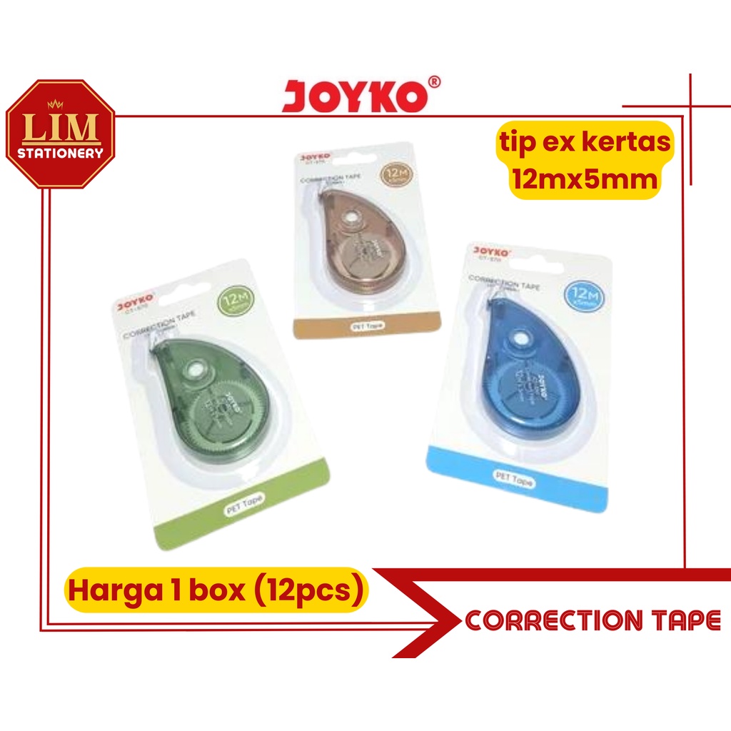 

TIP EX KERTAS / CORRECTION TAPE (12PCS) JOYKO CT-570