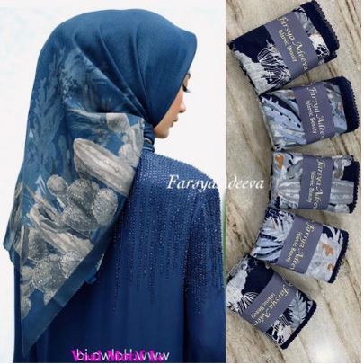 SEGI EMPAT LASERCUT MOTIF DEENAY BUNGA KAKTUS NAVY