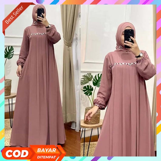 Gamis Dewasa Elegan Games Lebaran 2023 Model Terbaru Longdres Wanita Simpel Games2022 Muslimah Dres 