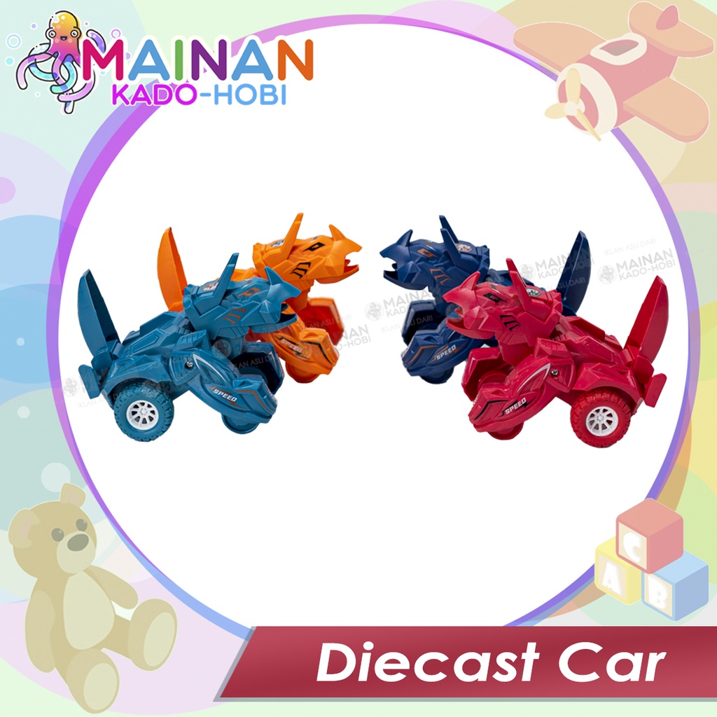 HADIAH MAINAN ANAK DIY MINIATUR DIECAST CAR DEFORMATION MOBIL DINO