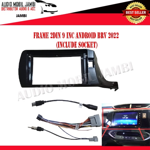 FRAME HEADUNIT FRAME TV MOBIL 2DIN 9 INCH ANDROID HONDA BRV 2022 (INCLUDE SOCKET)