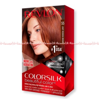 Revlon Colorsilk 55 Light Reddish Brown Cat Rambut Warna Coklat Terang Dengan Ekstrak apel Color Silk Pewarna Rambut Hair Color Revlon 55 Revlon55 Reflon