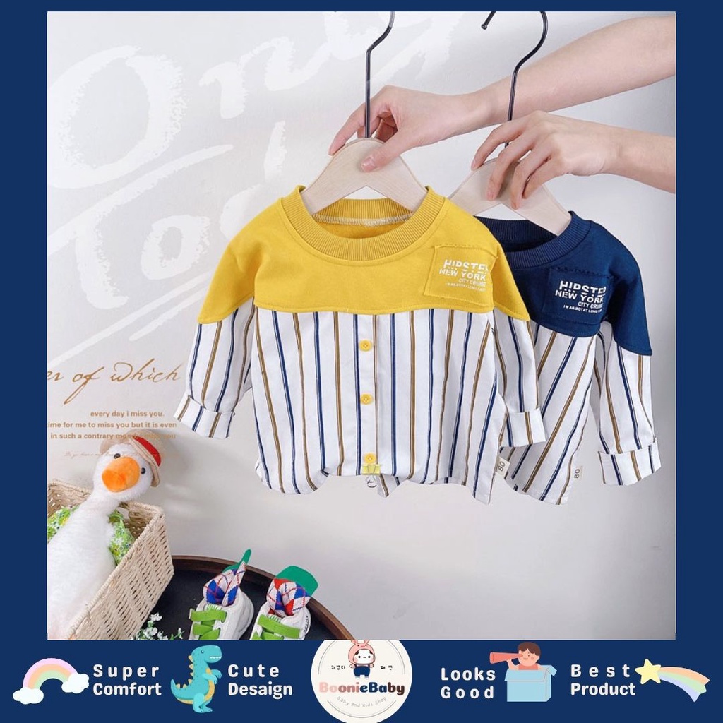 boonie - ATASAN HIPSTER EBV Kemeja Bayi anak Laki-laki import Lengan panjang Berkualitas