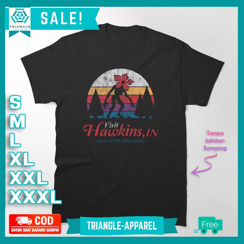 Kaos Baju Visit Hawkins - Vintage Distressed - Demogorgon