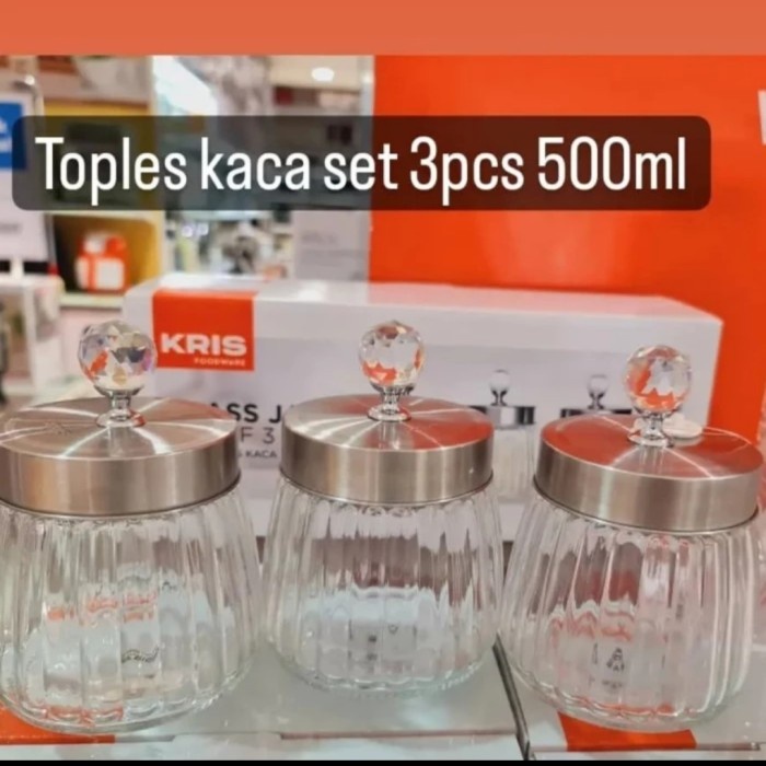 Kris 500 Ml Set 3 Pcs Stoples Kaca/Glass Canister Jar Set 500Ml (3)