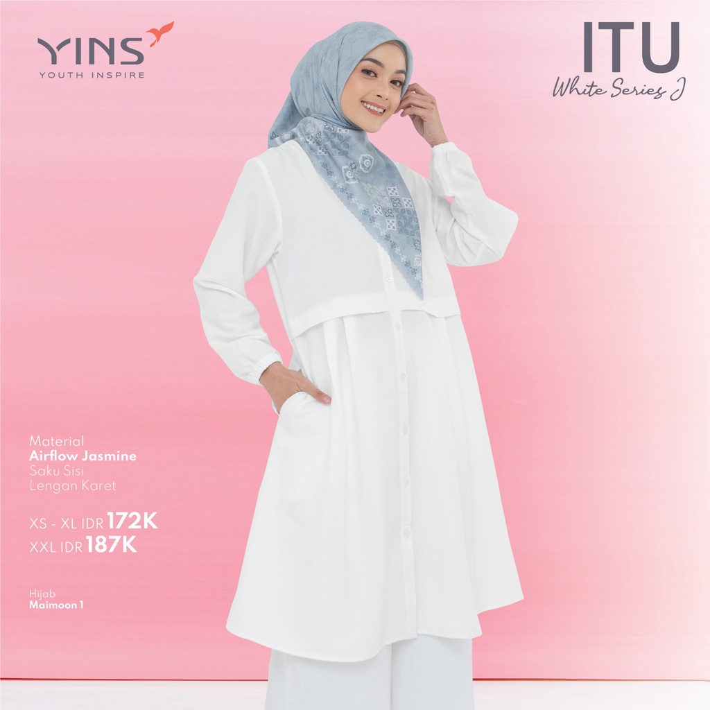 (BISA COD) INSPIRE WHITE SERIES Atasan Putih Bahan Airflow Jasmine Dengan Varian Model Kekinian Muslim OOTD