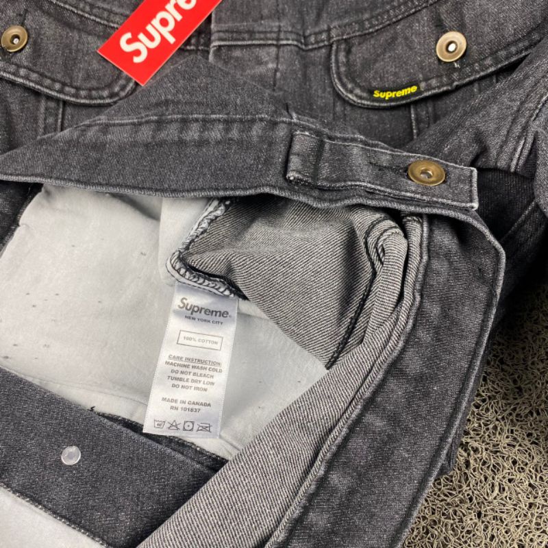 JAKET DENIM SUPREME FULL TAG LABEL CASUAL HYPE