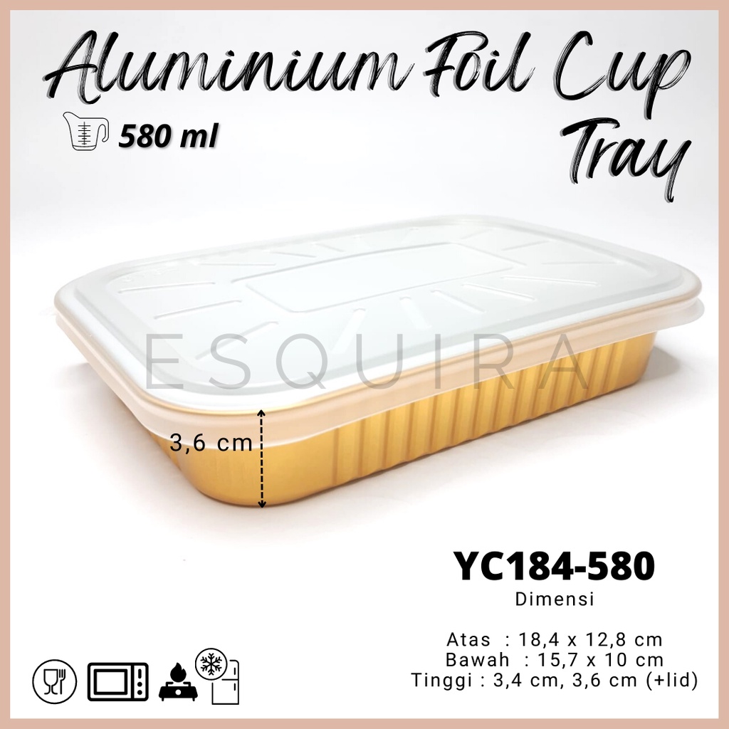 Aluminium Foil Cup Tray Gold + Lid / 10 PCS / YC184-580