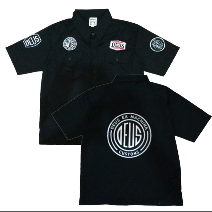 KEMEJA KERJA PENDEK WORKSHIRT CUSTOM BORDIR DEUS X MACHINA