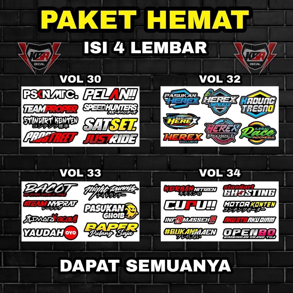 Stiker Racing Pack Print Cut Viral Terbaru Paket Hemat Stiker Motor Sticker Helm