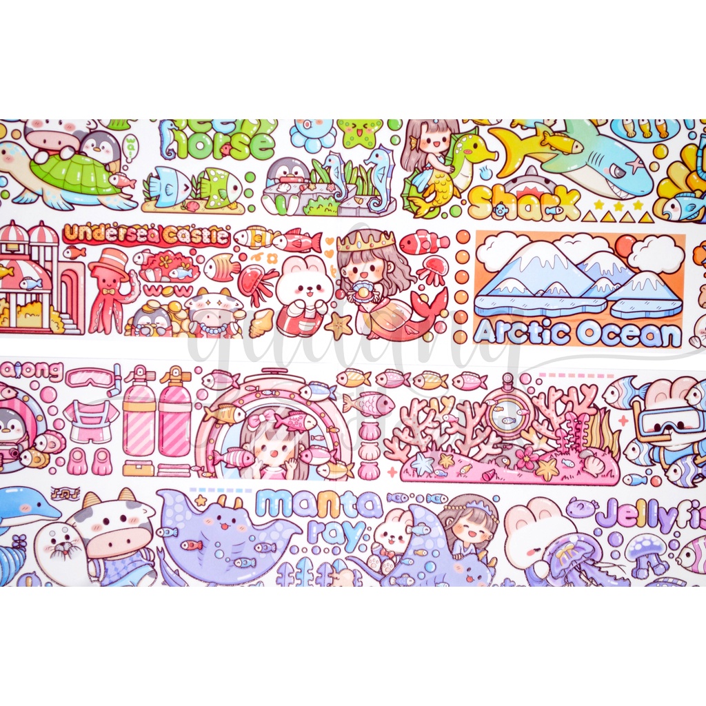 Stiker Washi Lembaran Ocean Series Sticker Panjang Unik DIY Scrapbook GH 303029