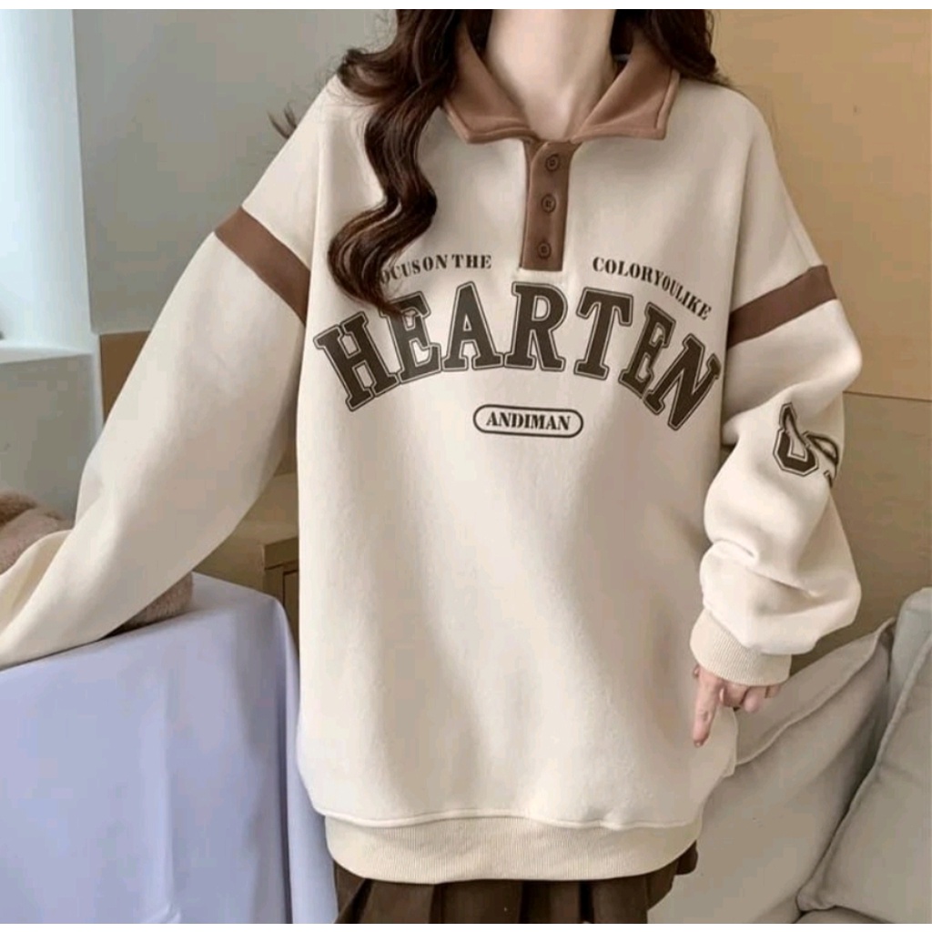 HEARTEN COLAR SWEATER PRIA WANITA MODEL KERAH ATASAN KOREAN FASHION OOTD KASUAL