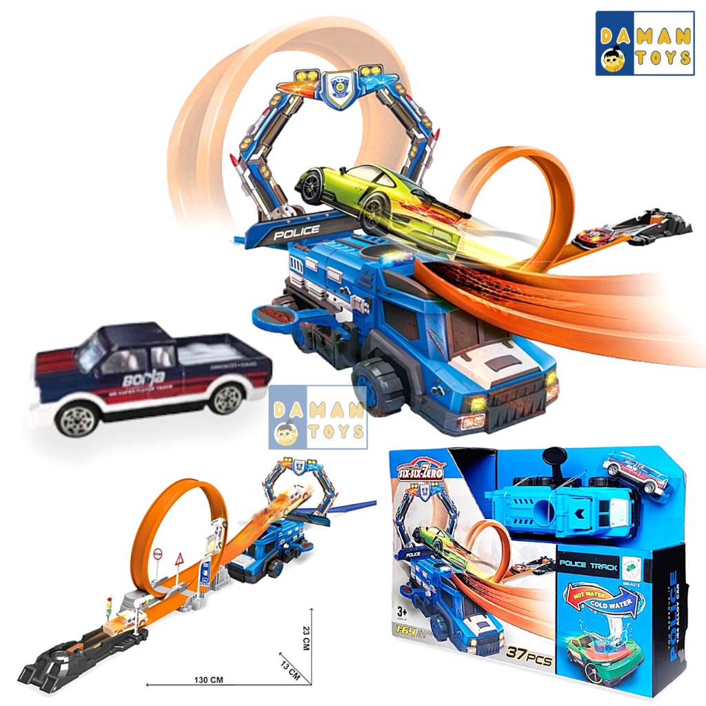 Track Racing Anak Edukasi Mainan Balap Mobil dengan Lintasan Diecast Seluncur Trek Playset