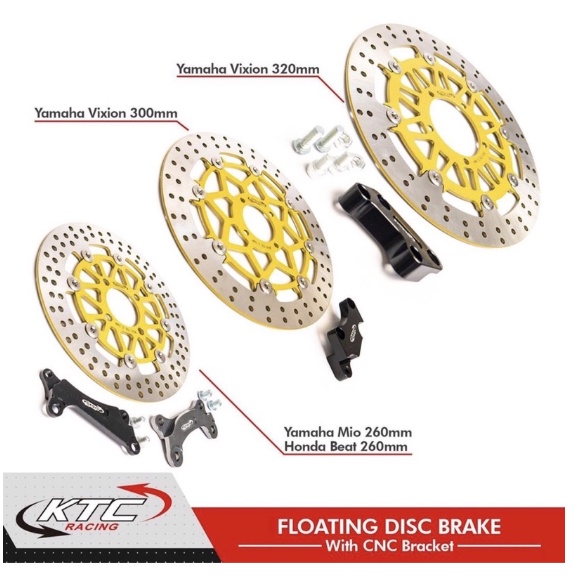 Piringan Cakram Disc KTC Racing Besi GOLD Floting Stenless 320mm carburetor disc breket besar ninja 250 tiger old jupiter z baet mio