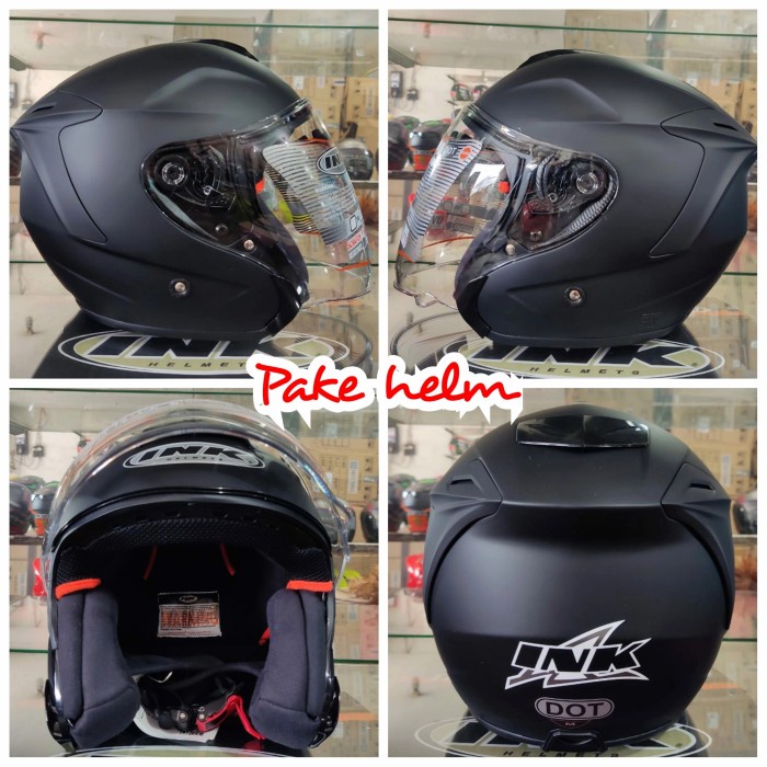 HELM INK DYNAMIC HITAM DOF BLACK DOF INK HALF FACE HELM INK DINAMIK