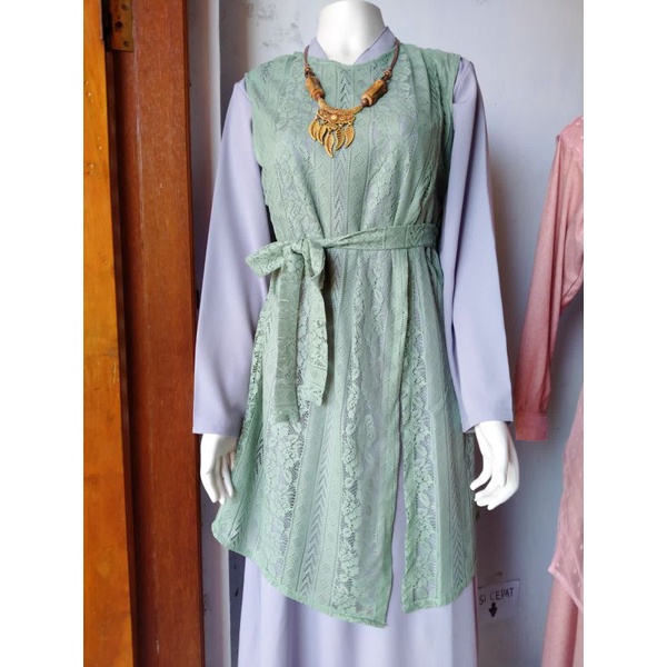 Cardigan Kardigan Outer lace brokat brukat lace malika tanpa lengan