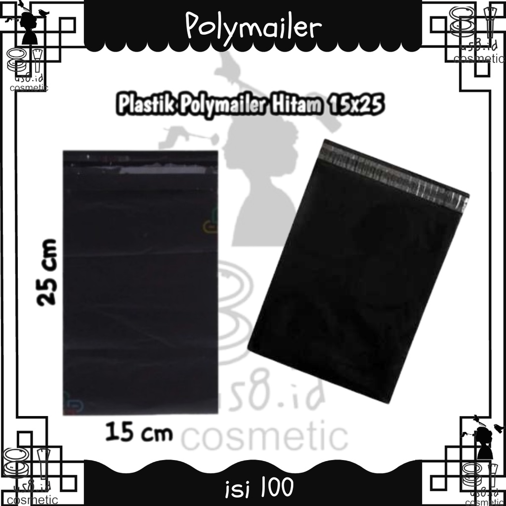 

PLASTIK POLYMAILER IMPORT 15x25CM HITAM ISI 100 LEMBAR TEBAL 40 MICRON 100% BERKUALITAS