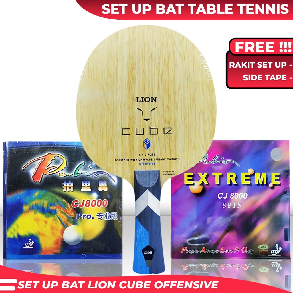 Paket Bat Pingpong Rakitan Lion Cube OFF Palio CJ8000 Spin CJ8000 Pro