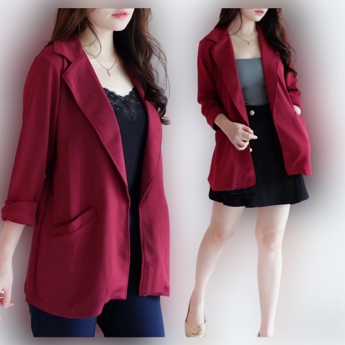 Blazer Scuba - Baju Atasan Blazer Wanita Korean Style - Blazer Wanita