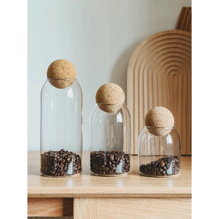 Toples Kaca Tutup Bola Kayu Toples Bumbu