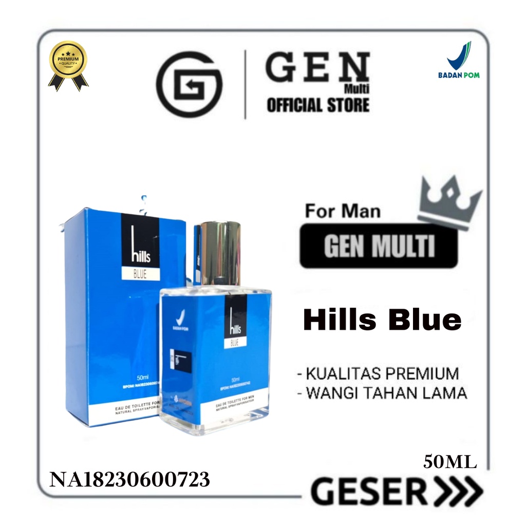 GEN - [BPOM] Parfum Hills Blue 50ml Premium / Parfum Hills Blue 50ml / Minyak Wangi Hills Blue 50ml