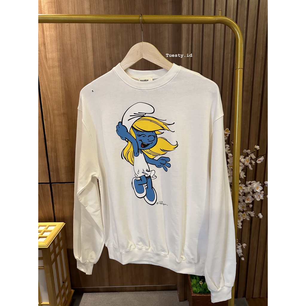 Pull and bear sweatshirt - oversize sweater wanita branded original import the smurfs dumbo disney