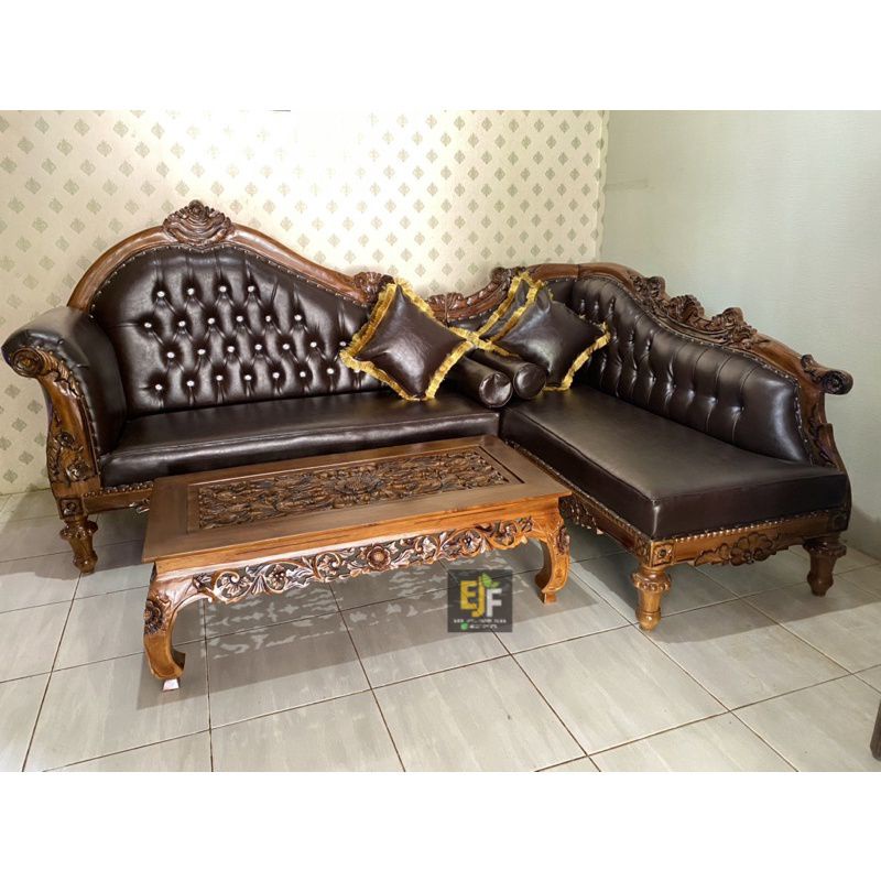 Kursi Tamu Sofa Sudut Jati Kursi Sofa Mewah Kursi Sudut Sofa Ukir Jati Furniture Mebel Jepara