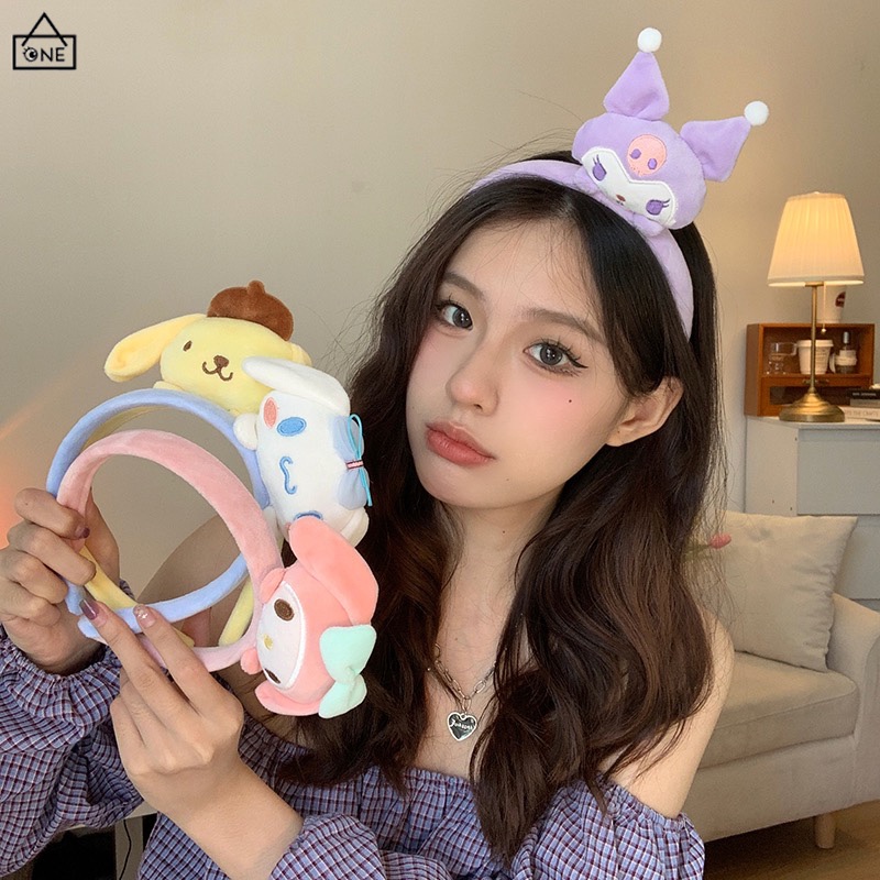 Bando Sanrio Lucu Kartun Korea/ Bando lotso Kuromi Headband Bandana Ikat Kepala Cuci Muka Wanita Mewah Import Hiasan Kepala