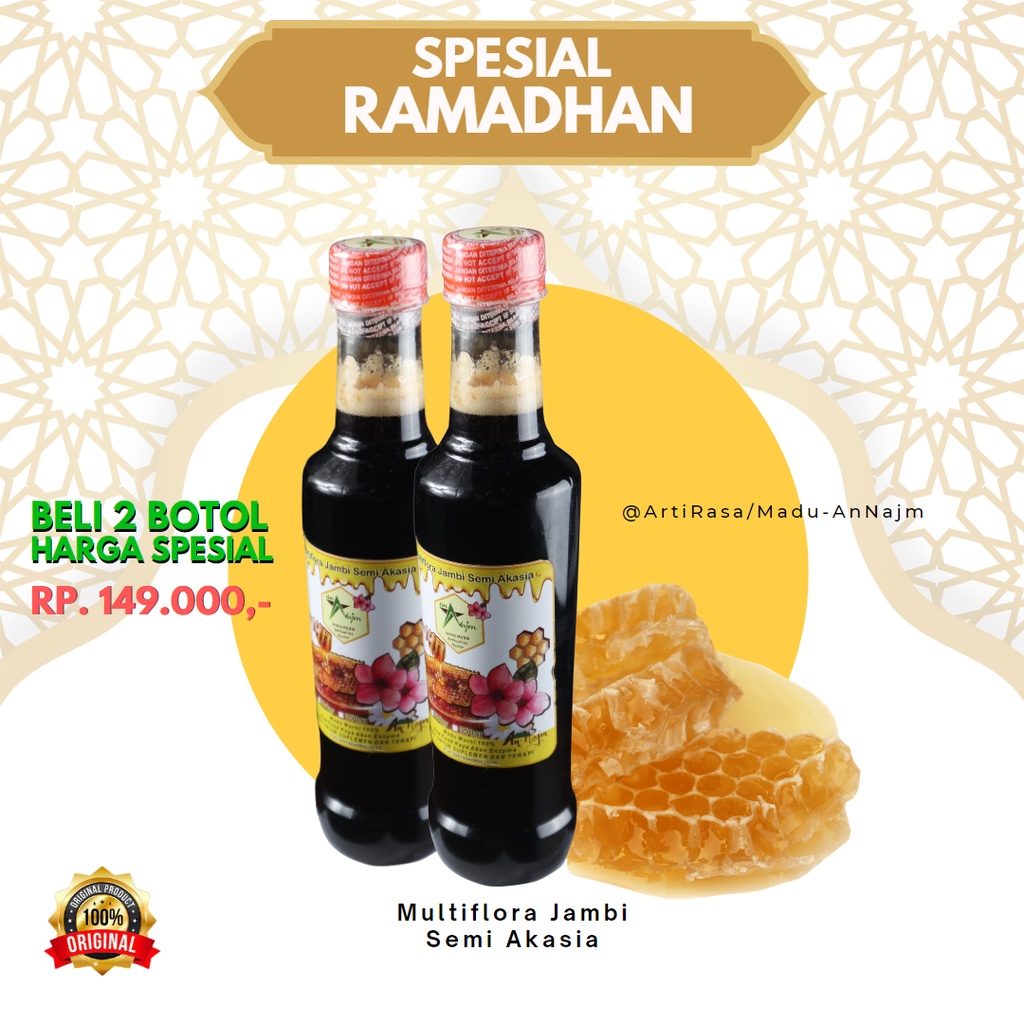 

Promo Spesial Ramadhan 2 Botol Paket Madu An Najm Jambi Semi Akasia