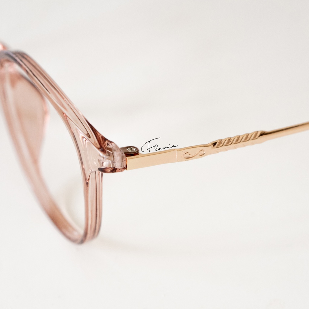 Flavia Eyewear - Kacamata Nara Round Plastic (custom minus, photochromic, blueray, bluechromic dan photobrown)